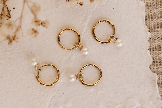 Linjer Gold Hoop Earrings 30mm - Rebecca