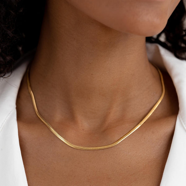 Ann Layering Gold Necklaces Herringbone Gold Necklace (3rd Necklace)