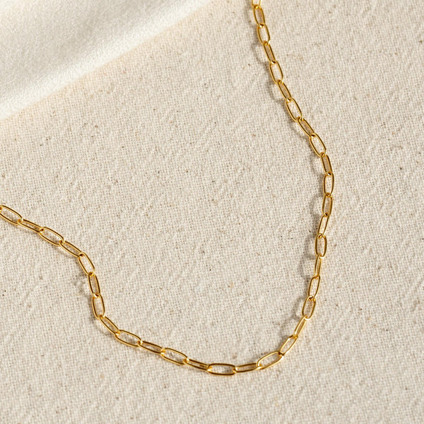 Women Paper Clip Paperclip Chain Necklace Choker Bracelet 14-24" Gold  Plated