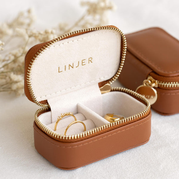 MODENGKONGJIAN Mini Jewelry Travel Case, PU Leather