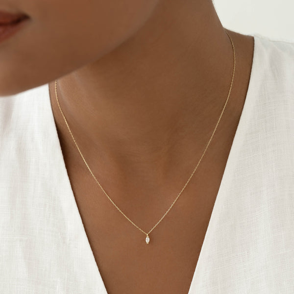 Marquise Diamond Necklace 14k Gold - Aletta | Linjer Jewelry