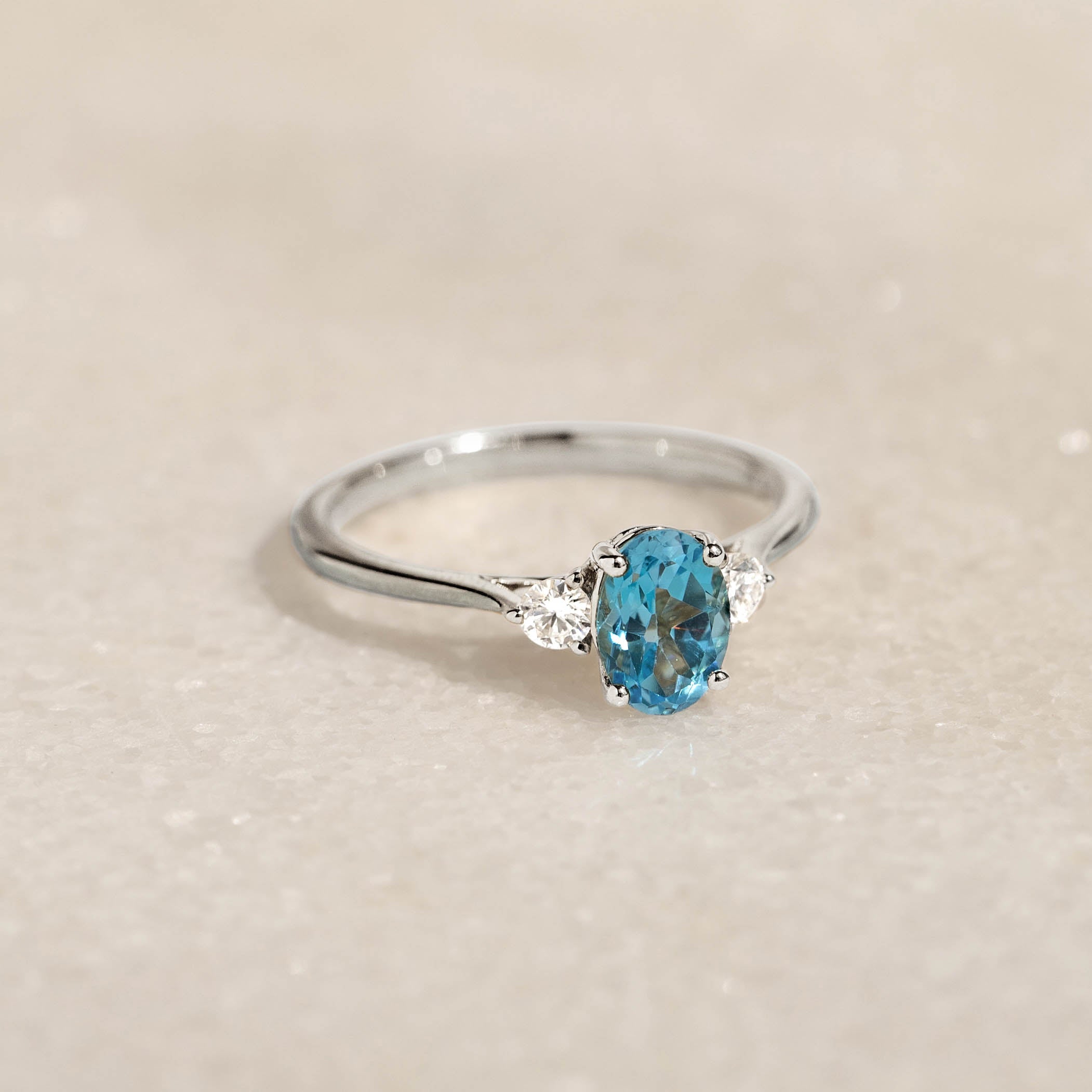 GORGEOUS 14k White Gold 4-Stone shops 1/2 Carat T.W. Swiss Blue Topaz Ring