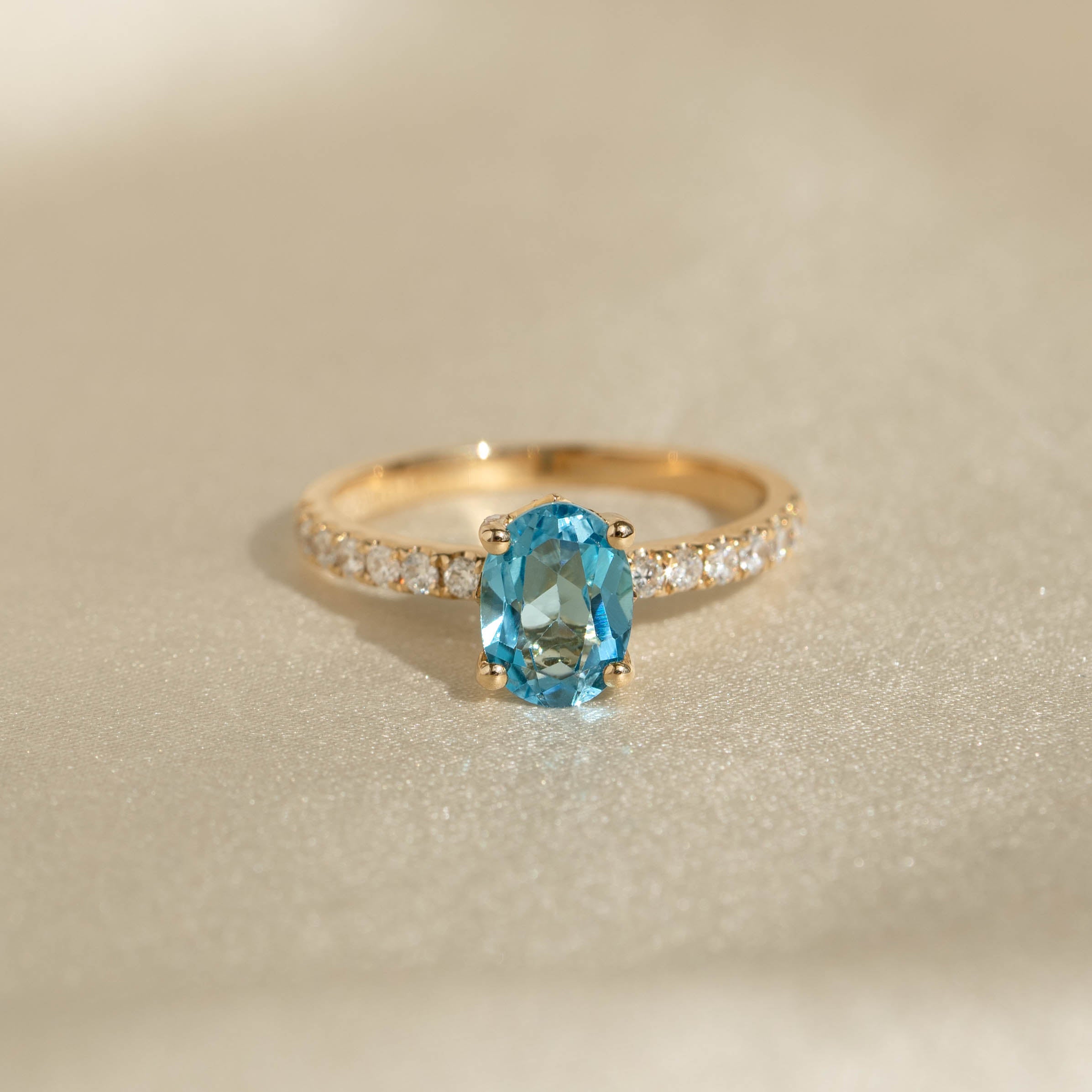 14k Gold Blue topaz and diamond 2024