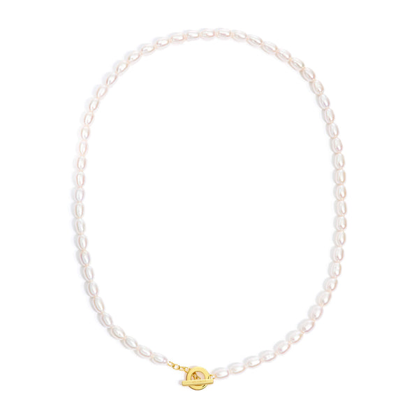 Linjer Mother of Pearl Necklace, Gold Vermeil