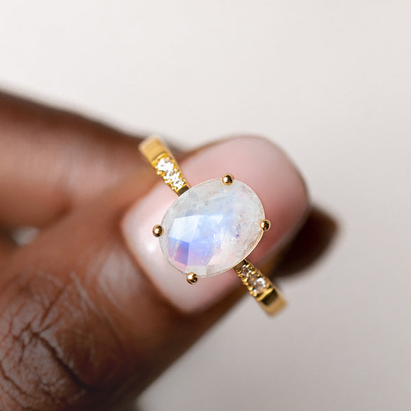 18ct Gold Vermeil Oval Moonstone Ring popular