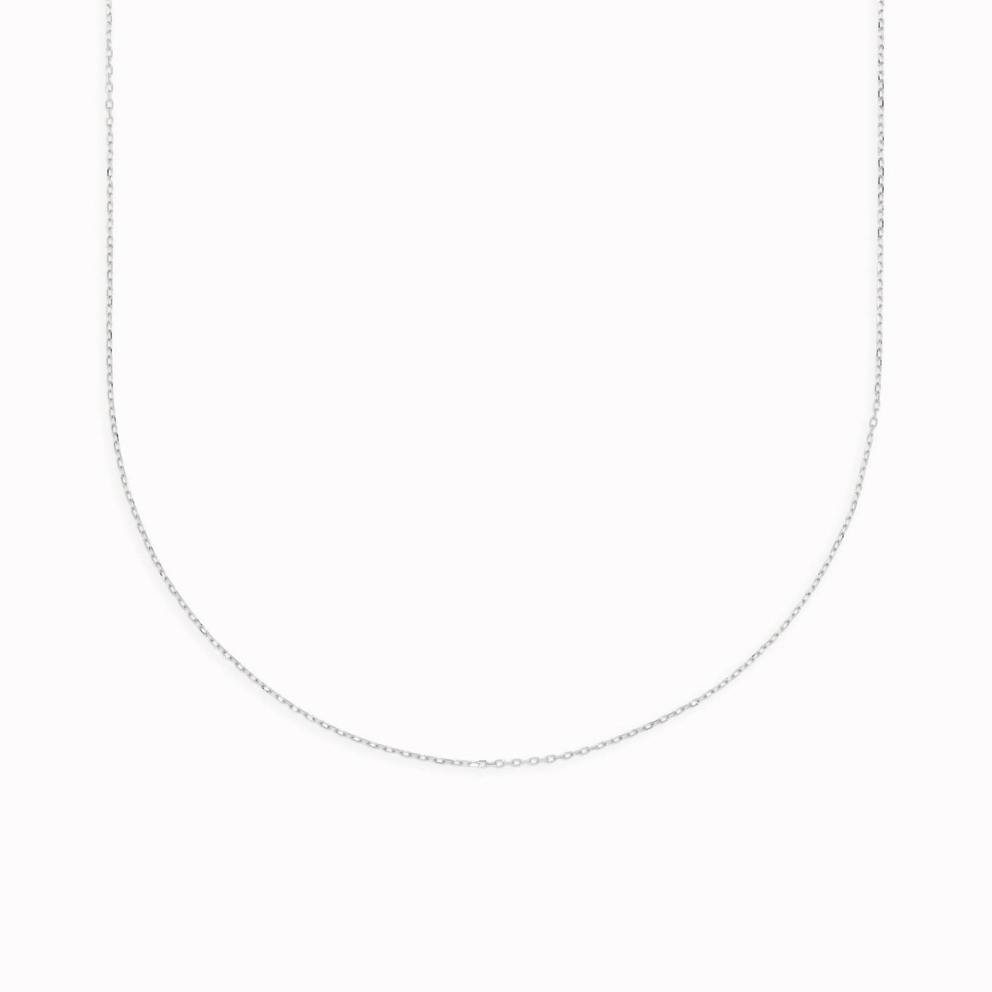 White Gold Cable Chain Necklace (16 inches) - Tyra