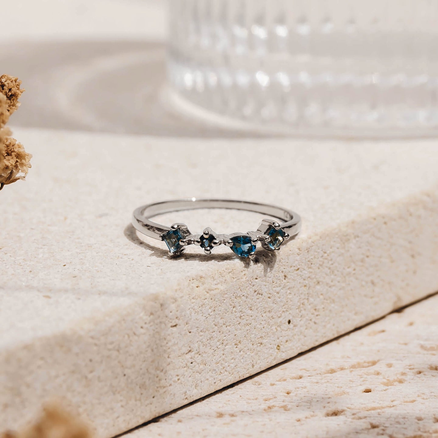 White Gold London Blue Topaz Ring - Ilse Luxe