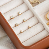 14k Yellow Gold Diamond Stud Earrings 3mm - Aria (Base)