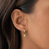 August Birthstone Drop Huggie Earrings - Olivine