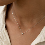 Bezel Set Diamond Necklace White Gold - Thais