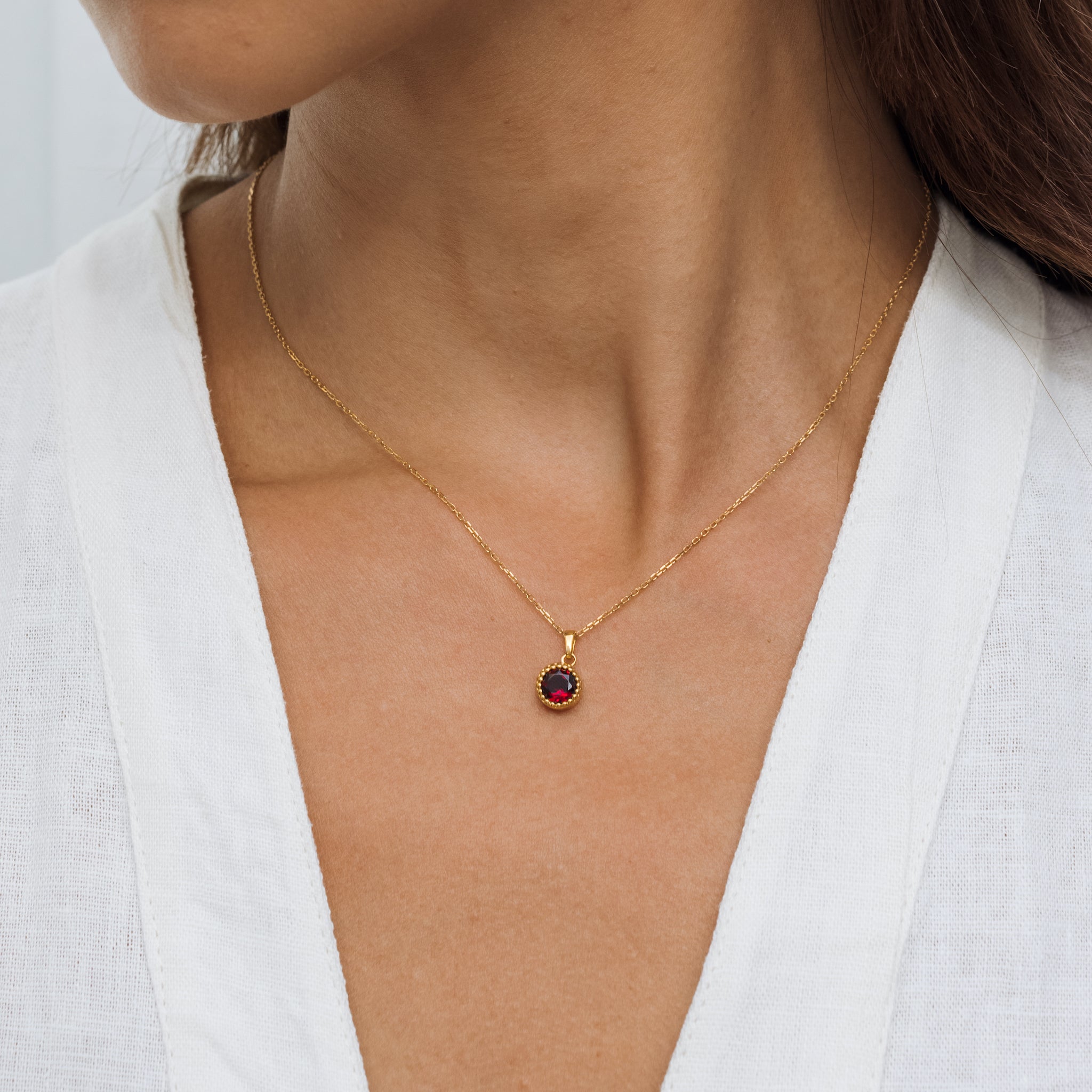 January Birthstone Necklace - Garnet | Linjer Jewelry