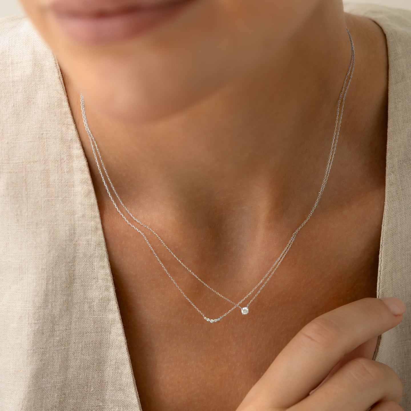 Diamond Pendant Necklace White Gold - Johanne