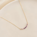 February Birthstone Necklace 14k Gold - Ombre Amethyst