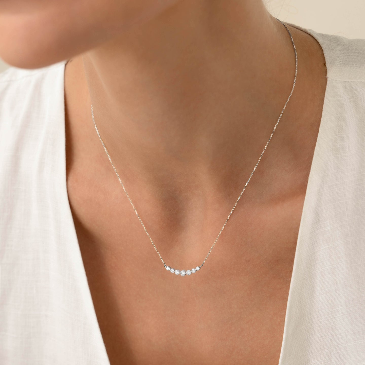 Graduated Diamond Necklace White Gold - Caterina