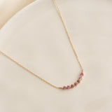 July Birthstone Necklace 14k Gold - Ombre Pink Tourmaline