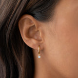 June Birthstone Drop Huggie Earrings - Moonstone