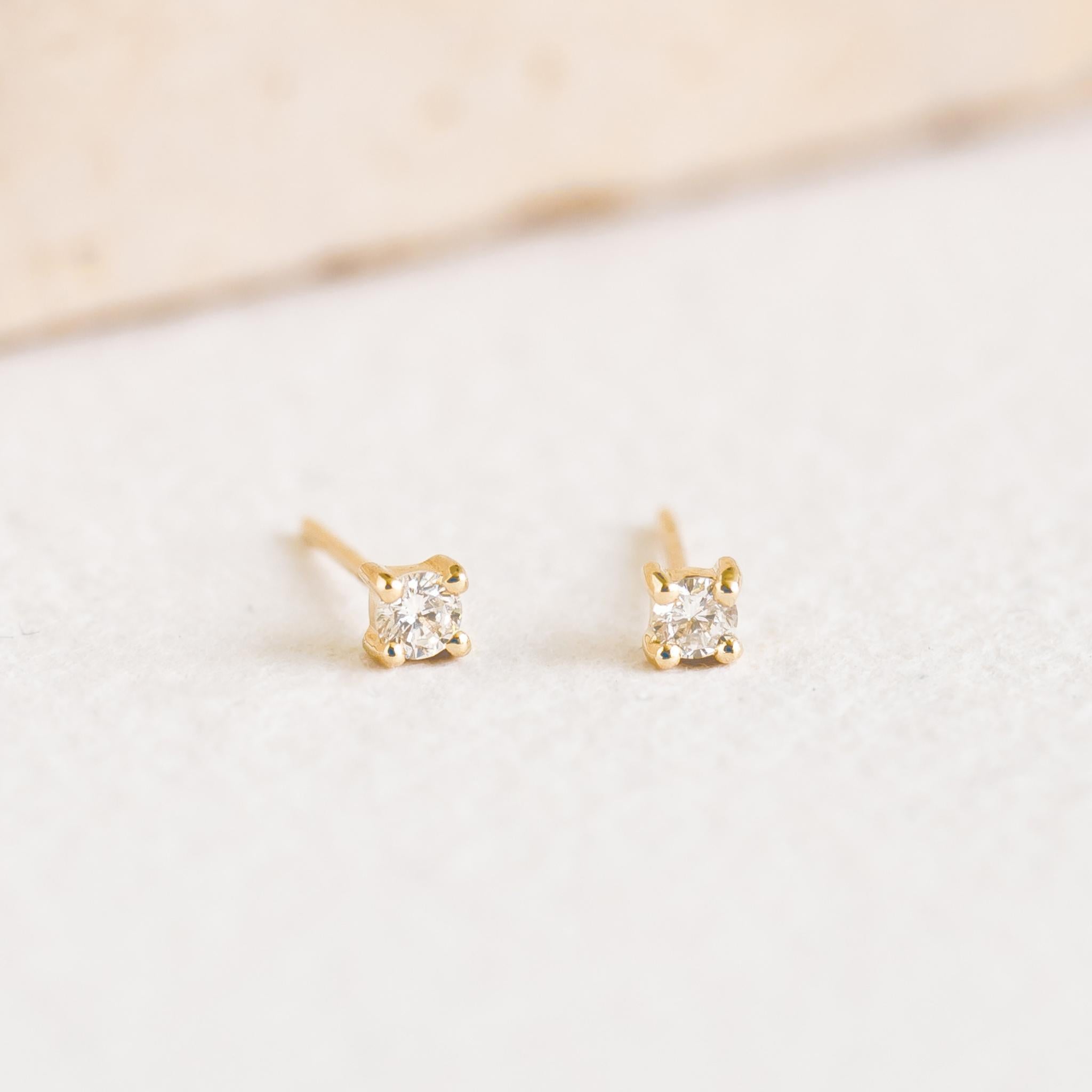 Simple Stud Earrings 14K Solid hotsell Gold