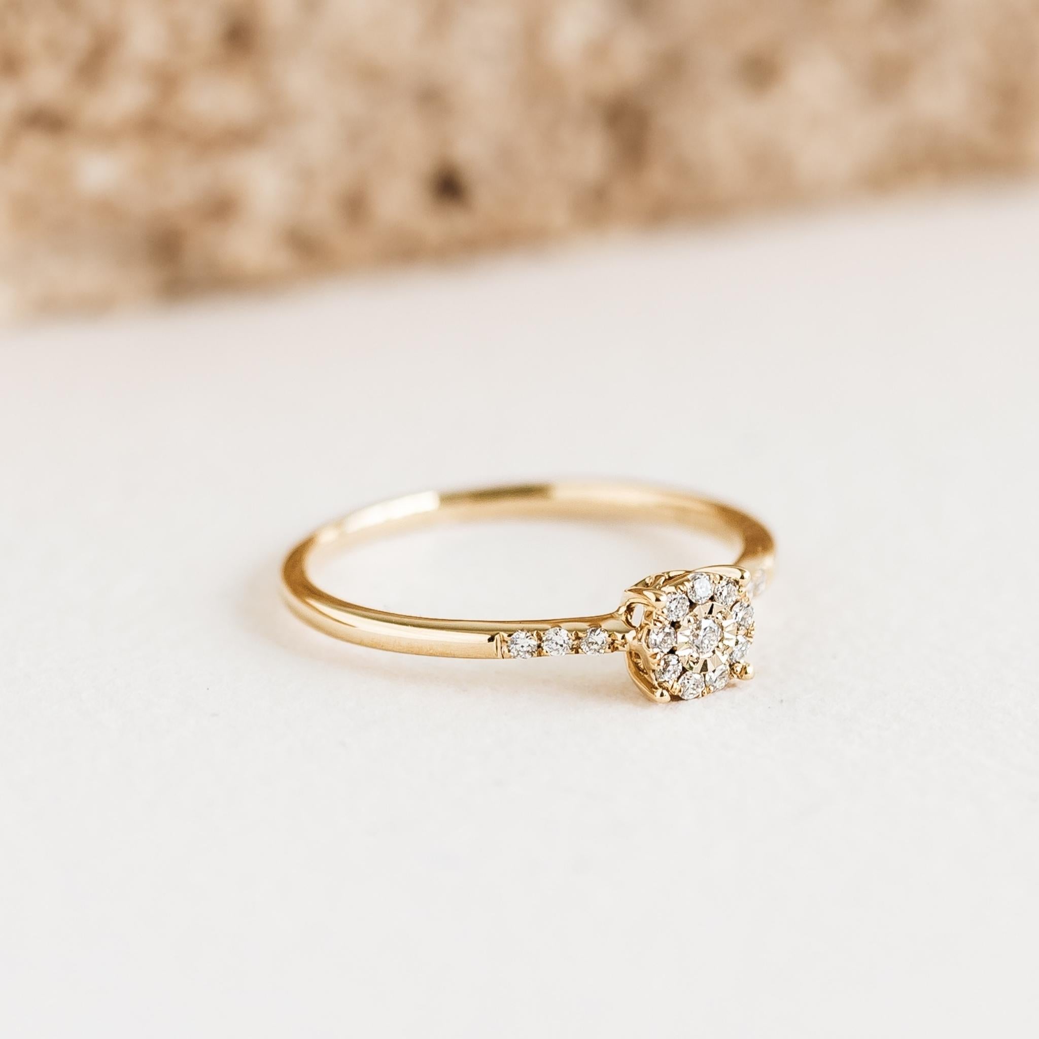 Round Cluster Diamond Ring 14k Gold - Zaira | Linjer Jewelry