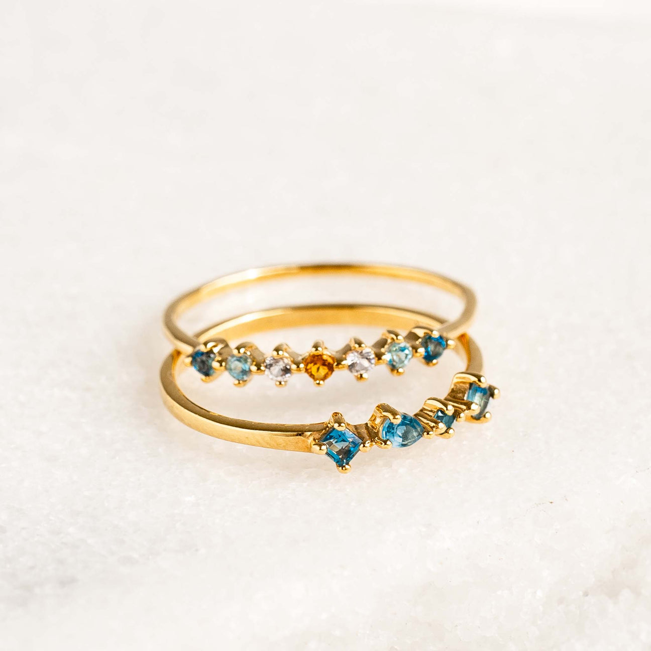 Dainty Gemstone Ring Set | Linjer Jewelry