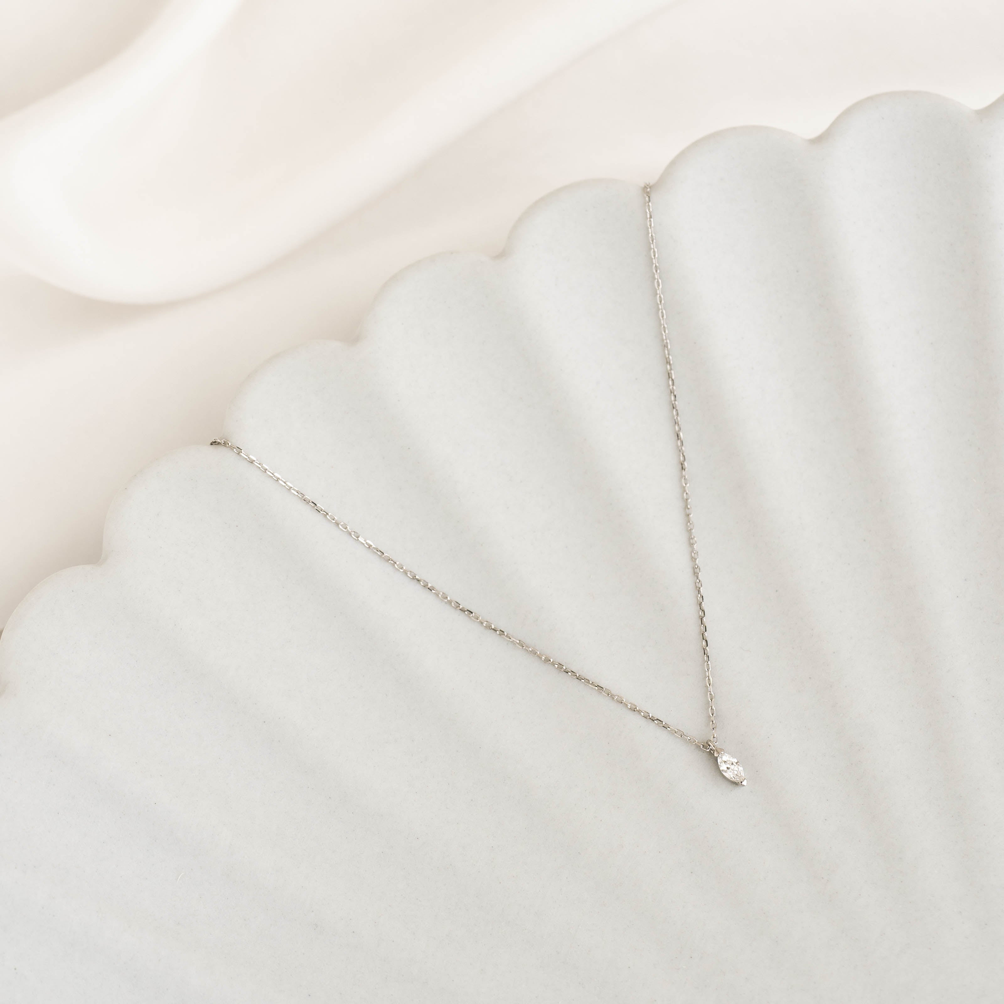 Marquise Diamond Necklace White Gold - Aletta | Linjer Jewelry