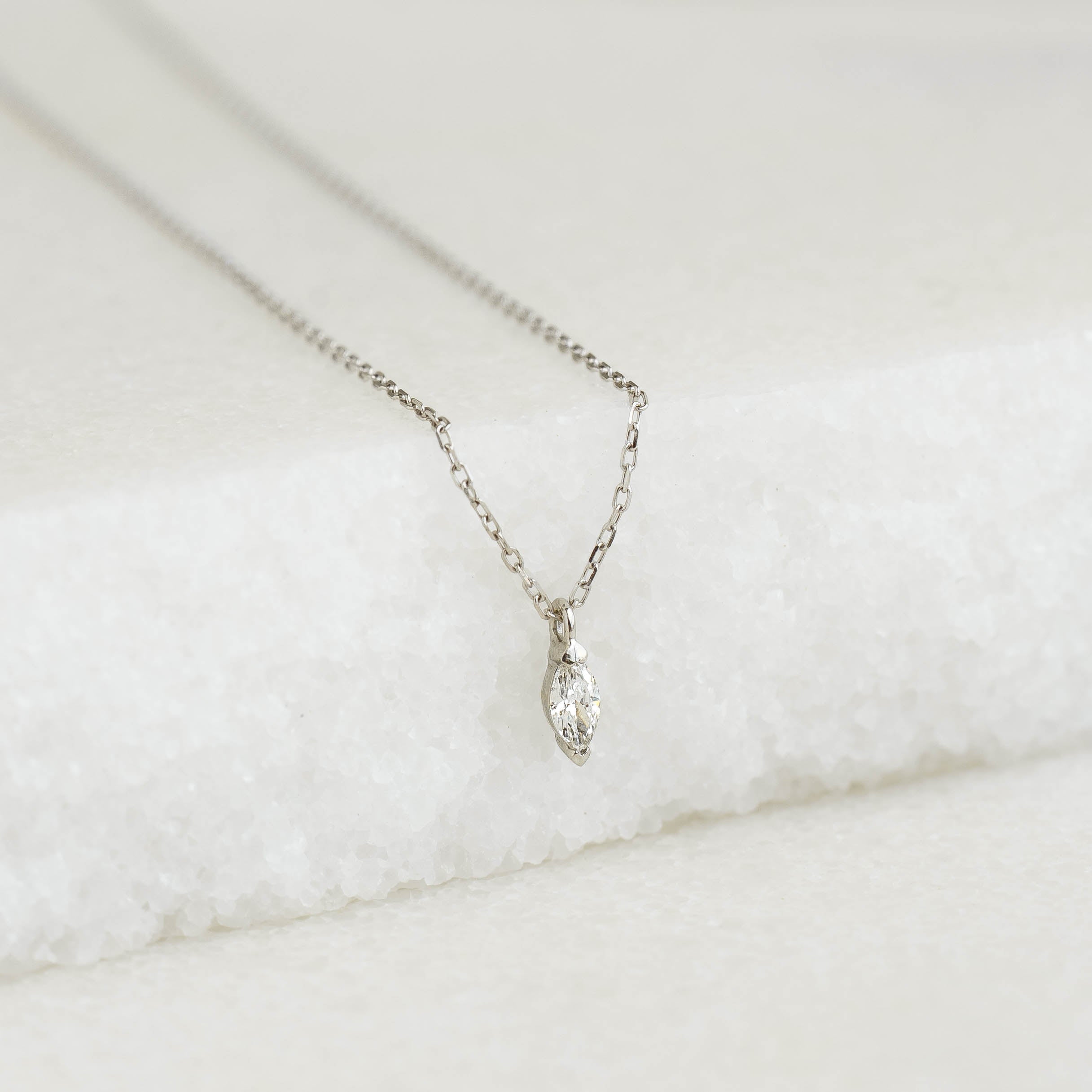 Marquise Diamond Necklace White Gold - Aletta | Linjer Jewelry