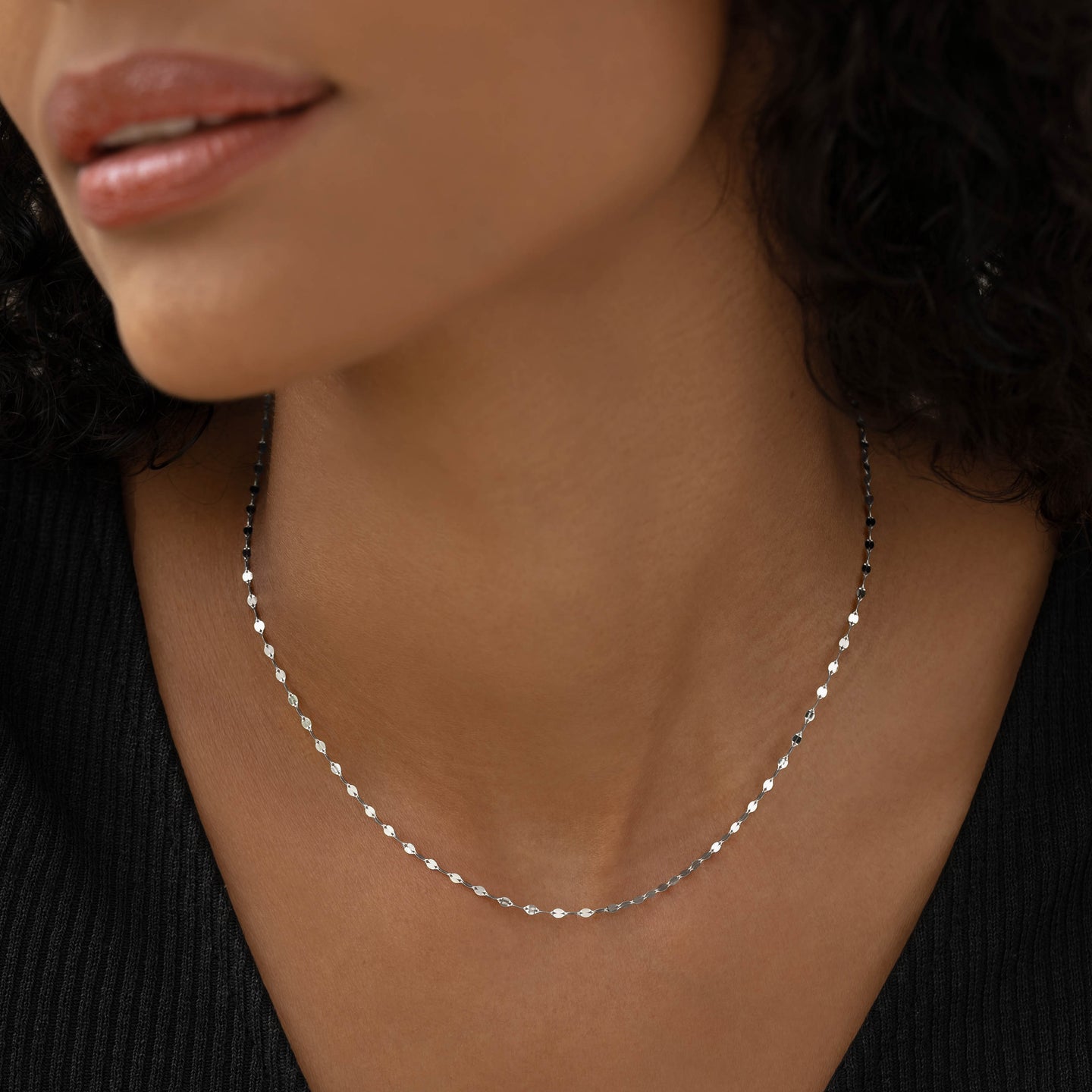 14k White Gold Petal Chain Necklace - Fleur