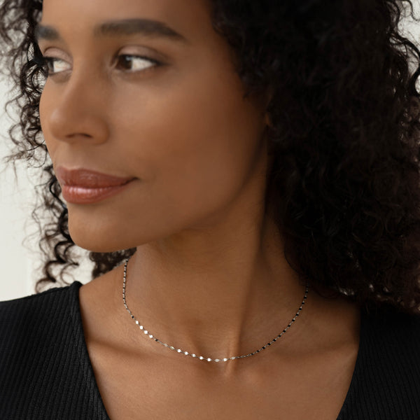 14k White Gold Petal Chain Necklace - Fleur | Linjer Jewelry