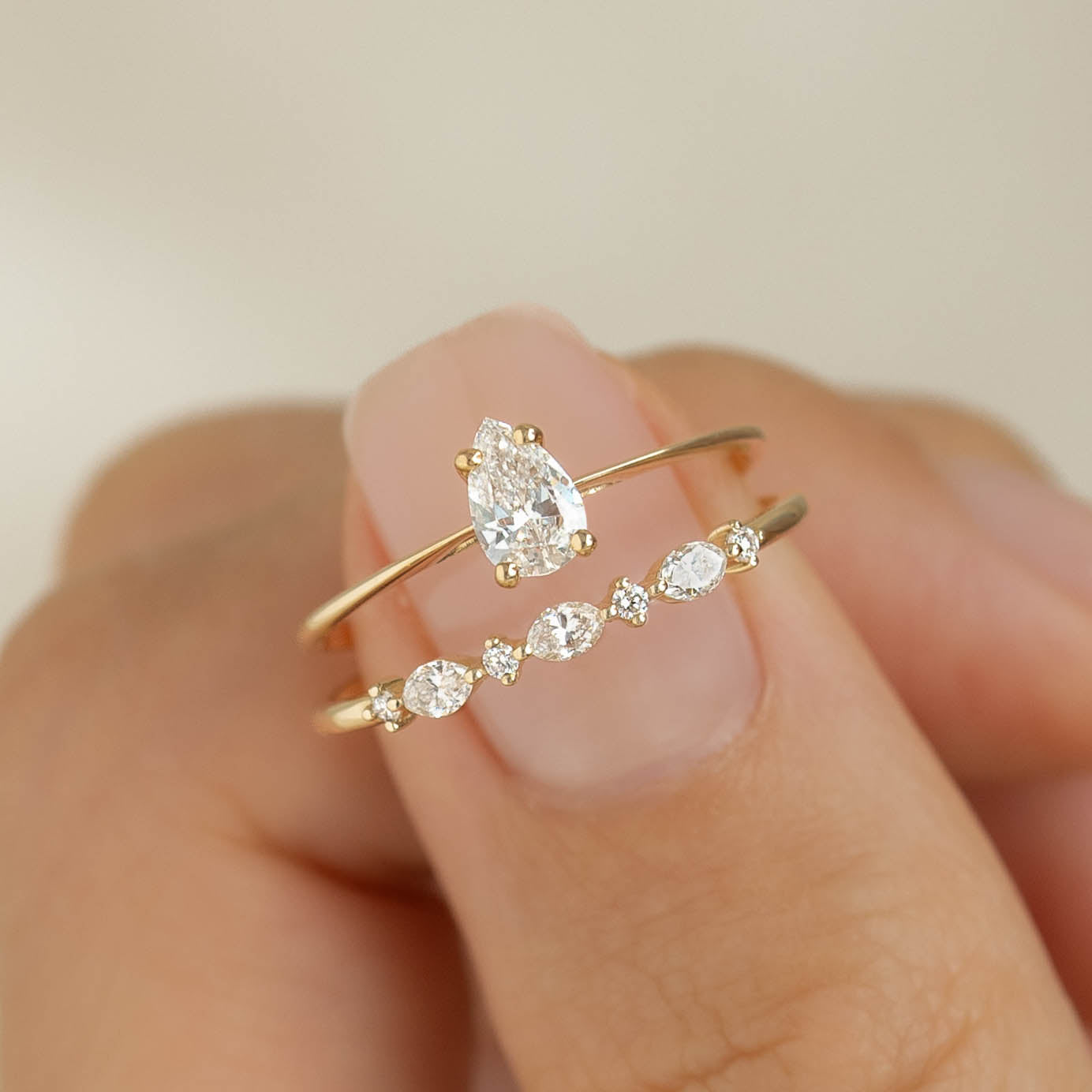 Pear Shaped Diamond Ring 14k Gold - Martine