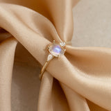 Moonstone and Diamond Ring 14k Gold - Maia