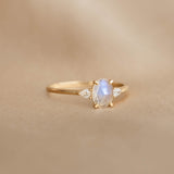 Moonstone and Diamond Ring 14k Gold - Maia