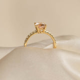 Oval Morganite and Diamond Ring 14k Gold - Minette