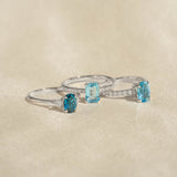 Oval Swiss Blue Topaz and Diamond Ring White Gold - Minette