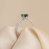 Oval London Blue Topaz and Diamond Ring White Gold - Minette