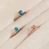 Baguette London Blue Topaz and Diamond Ring Rose Gold - Safiya