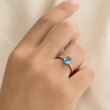 Oval Swiss Blue Topaz and Diamond Ring Rose Gold - Minette