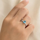 Oval Swiss Blue Topaz and Diamond Ring White Gold - Minette