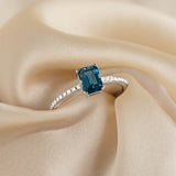 Baguette London Blue Topaz and Diamond Ring White Gold - Safiya