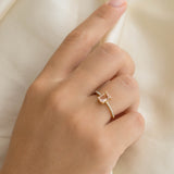 Baguette Morganite and Diamond Ring 14k Gold - Safiya