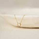 Bezel Set Diamond Necklace 4mm 14k Gold -  Ulla