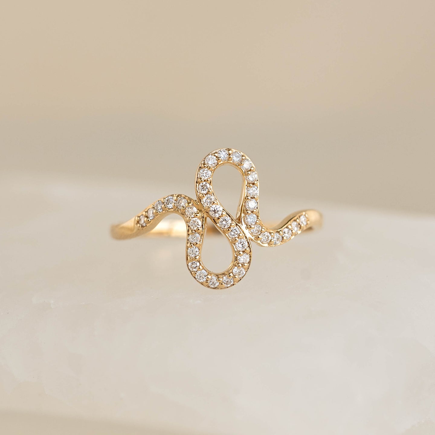 Diamond Squiggle Ring 14k Gold