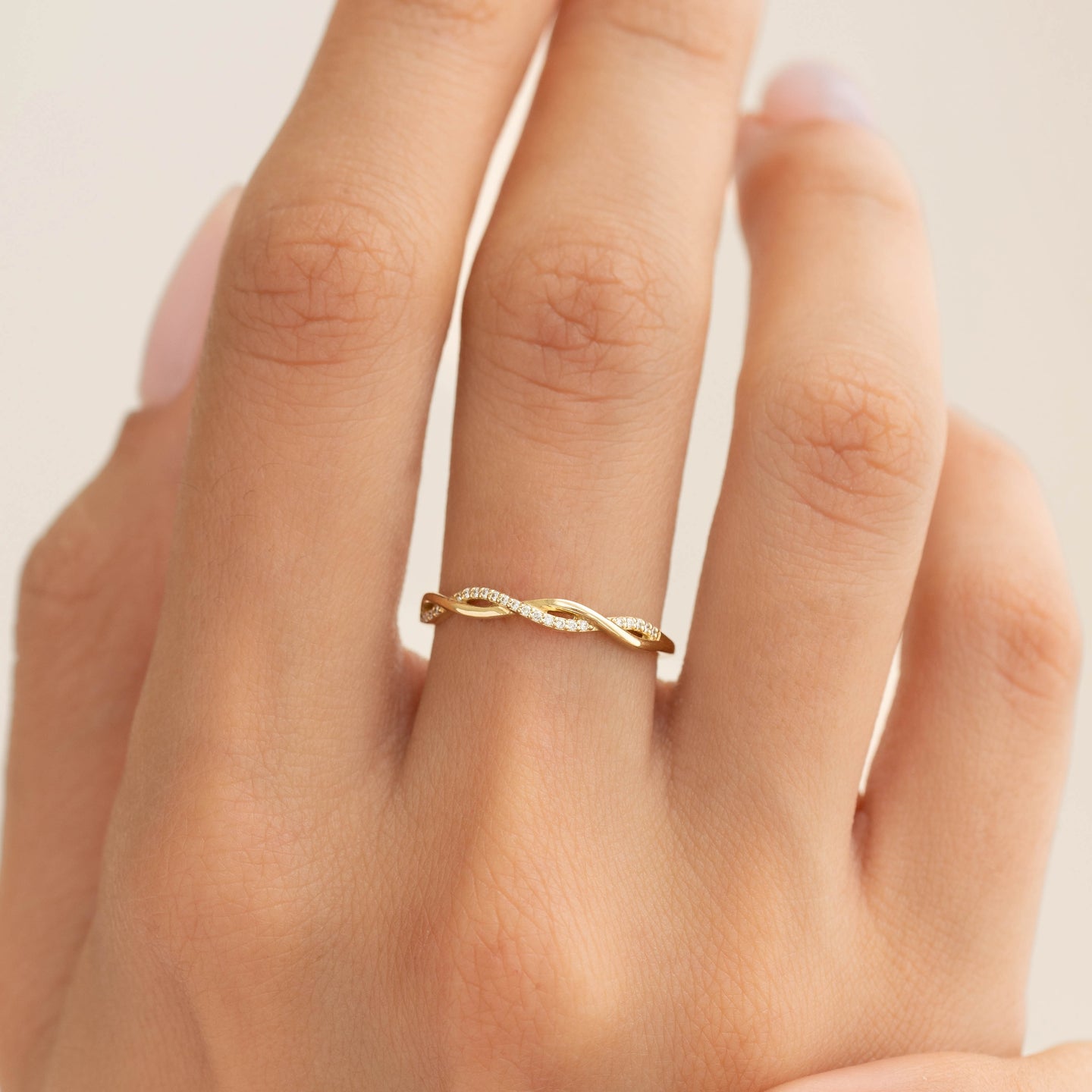 Diamond Twist Ring 14k Gold - Anais