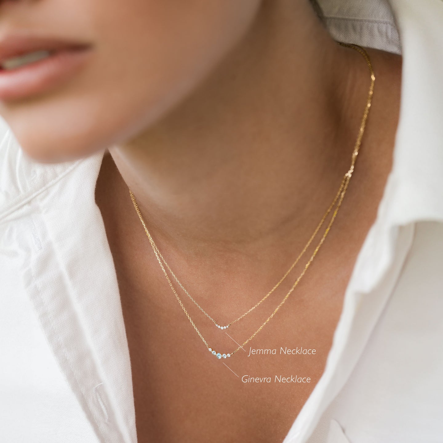 Diamond Curved Bar Necklace 14k Gold - Jemma