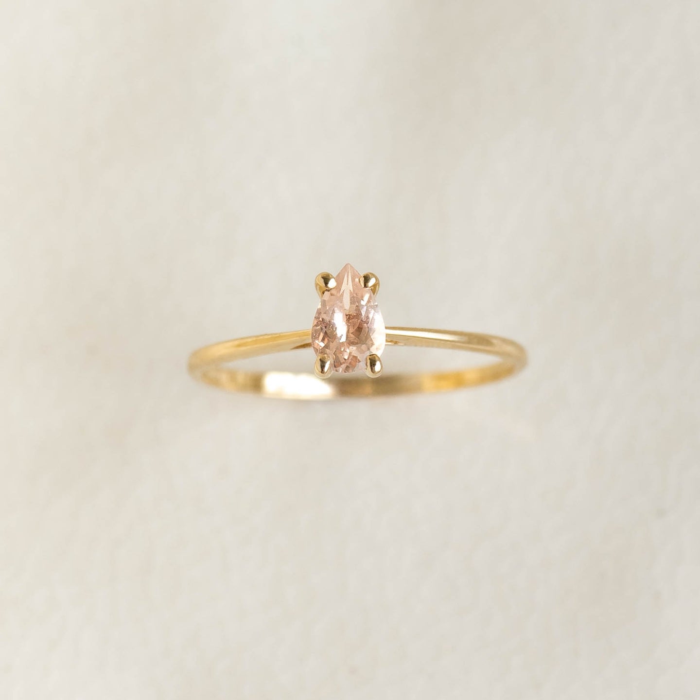 Pear Shaped Morganite Ring 14k Gold - Martine