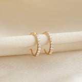 Pave Diamond Huggie Earrings 14k Gold - Oceane