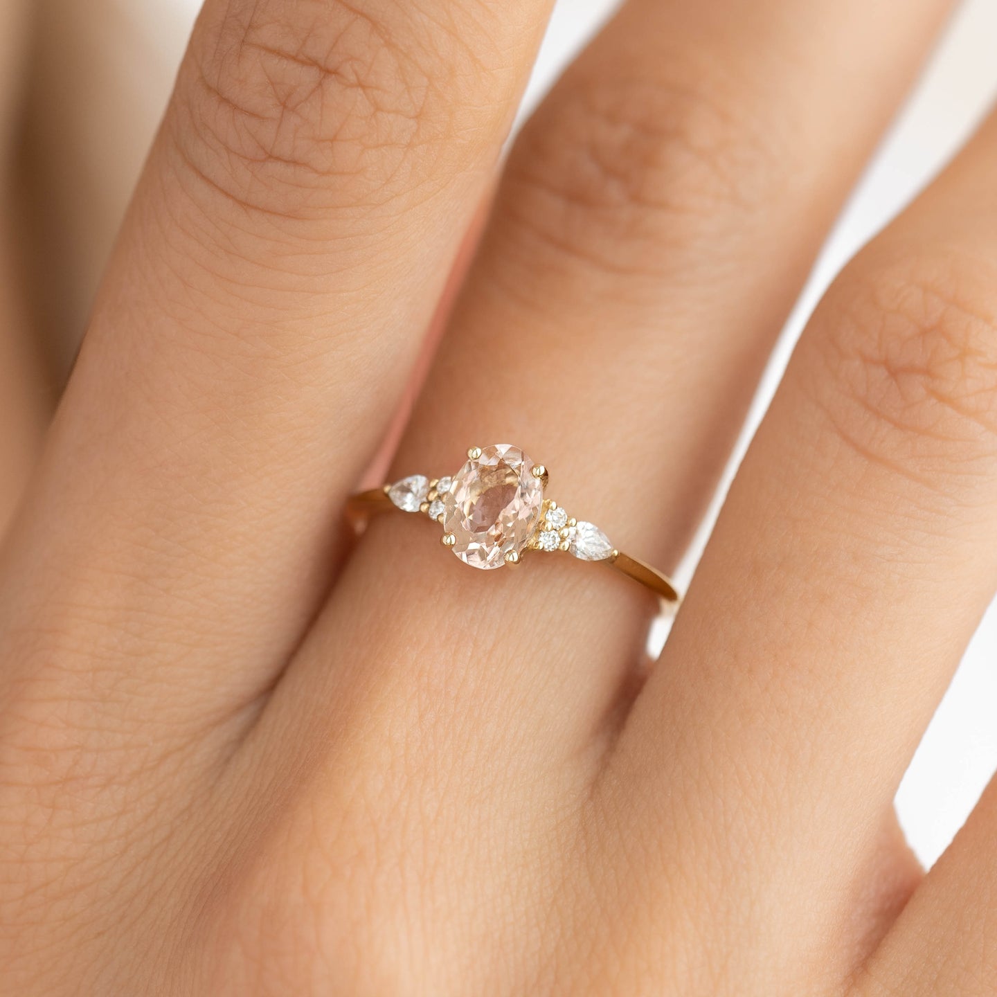 Morganite and Diamond Ring 14k Gold - Rochelle