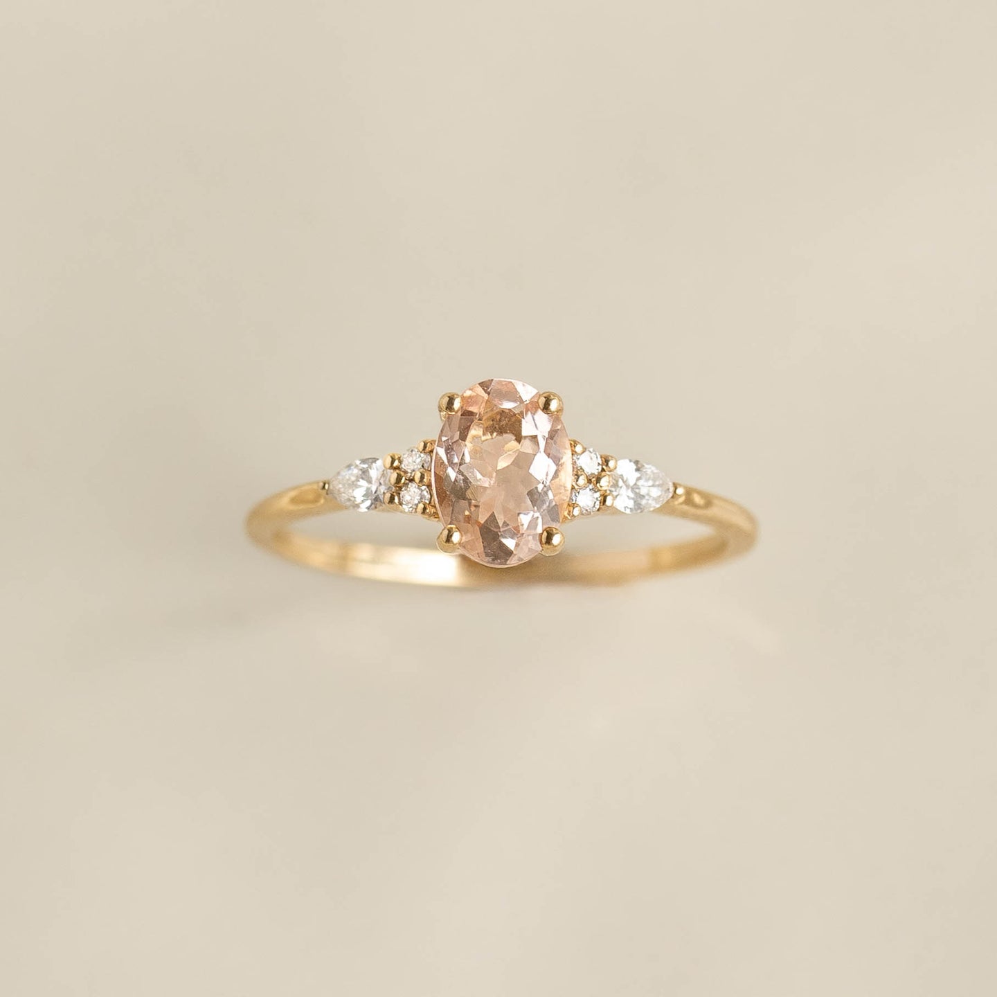 Morganite and Diamond Ring 14k Gold - Rochelle