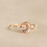 Oval Morganite and Diamond Ring 14k Gold - Demetria