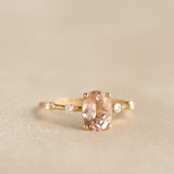 Oval Morganite and Diamond Ring 14k Gold - Demetria