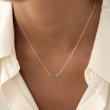 May Birthstone Necklace 14k Gold - Ombre Green Chalcedony