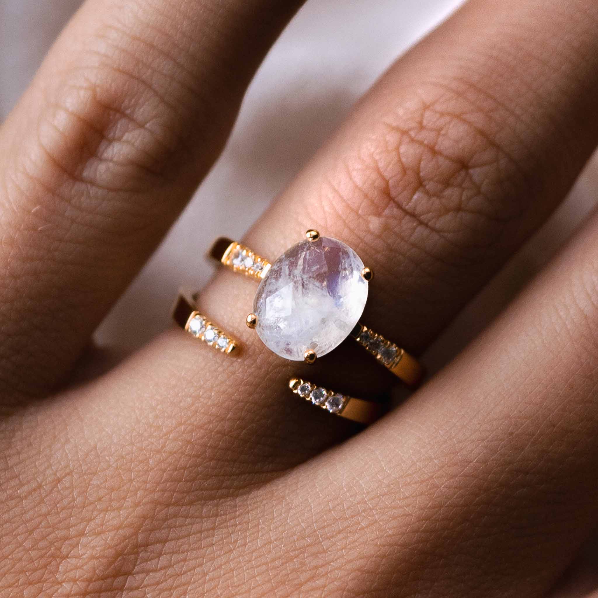 Silver Moonstone Ring